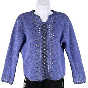 Nomadic Traders Womens S Silk Angora Blend Sweater Embroidered Quiet Luxury